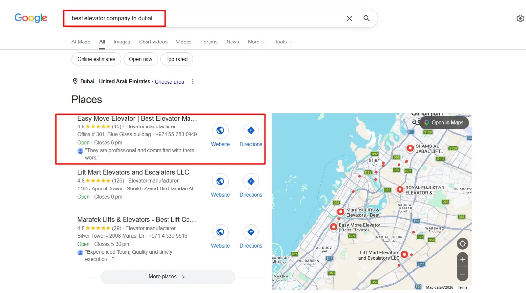 Easy Move Lift Google Map Pack Dubai
